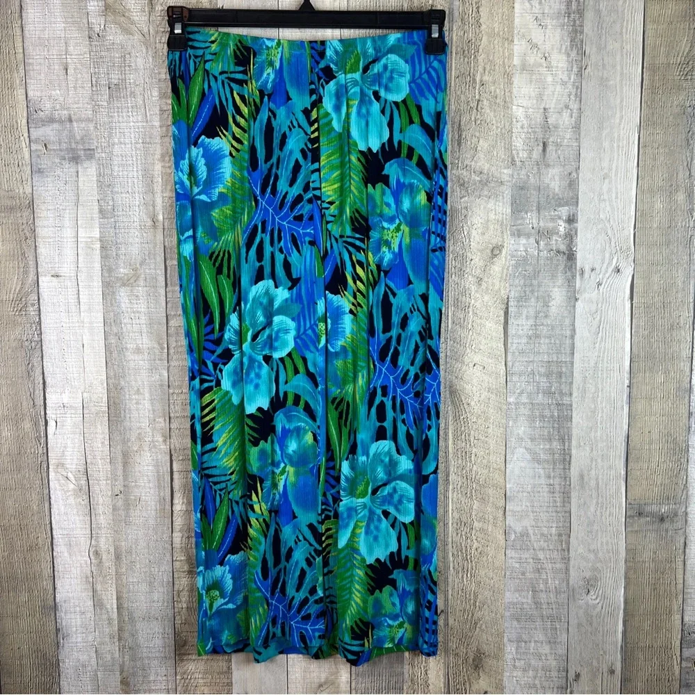 California Krush Vintage Large Pull-On Floral Multicolored Skirt Crinkle Style